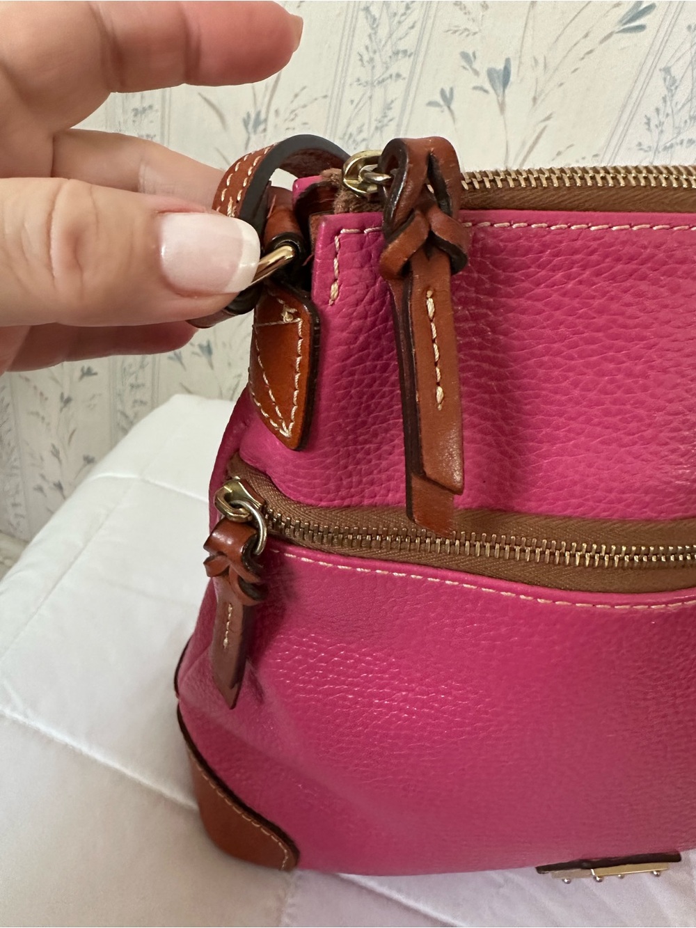 Dooney & Bourke Hot Pink Leather Crossbody - Picture 6 of 16